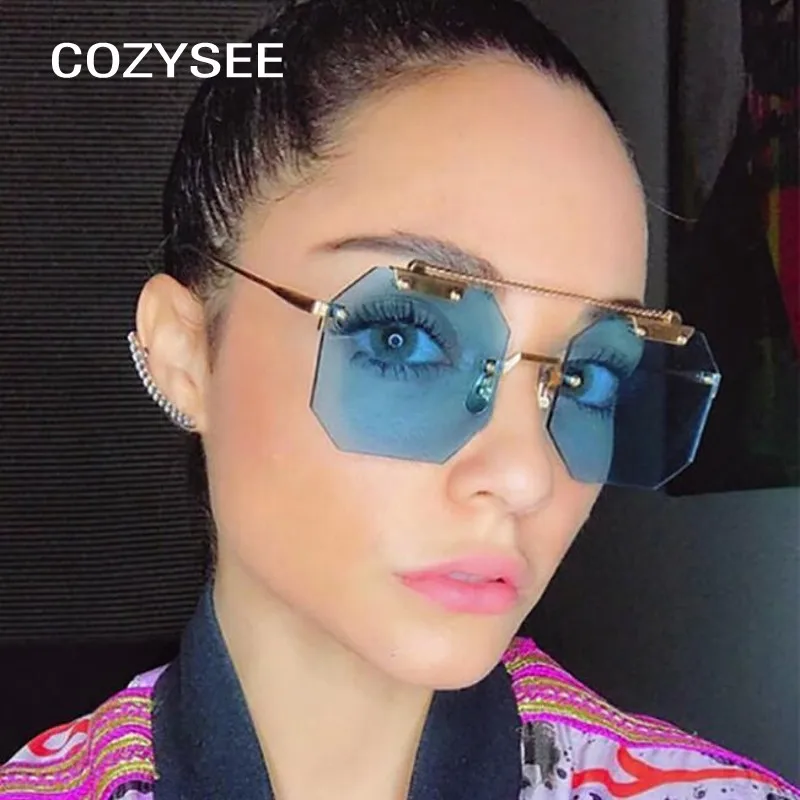 Трендовые солнцезащитные очки без оправы квадратные oculos Feminino Ретро Винтажные