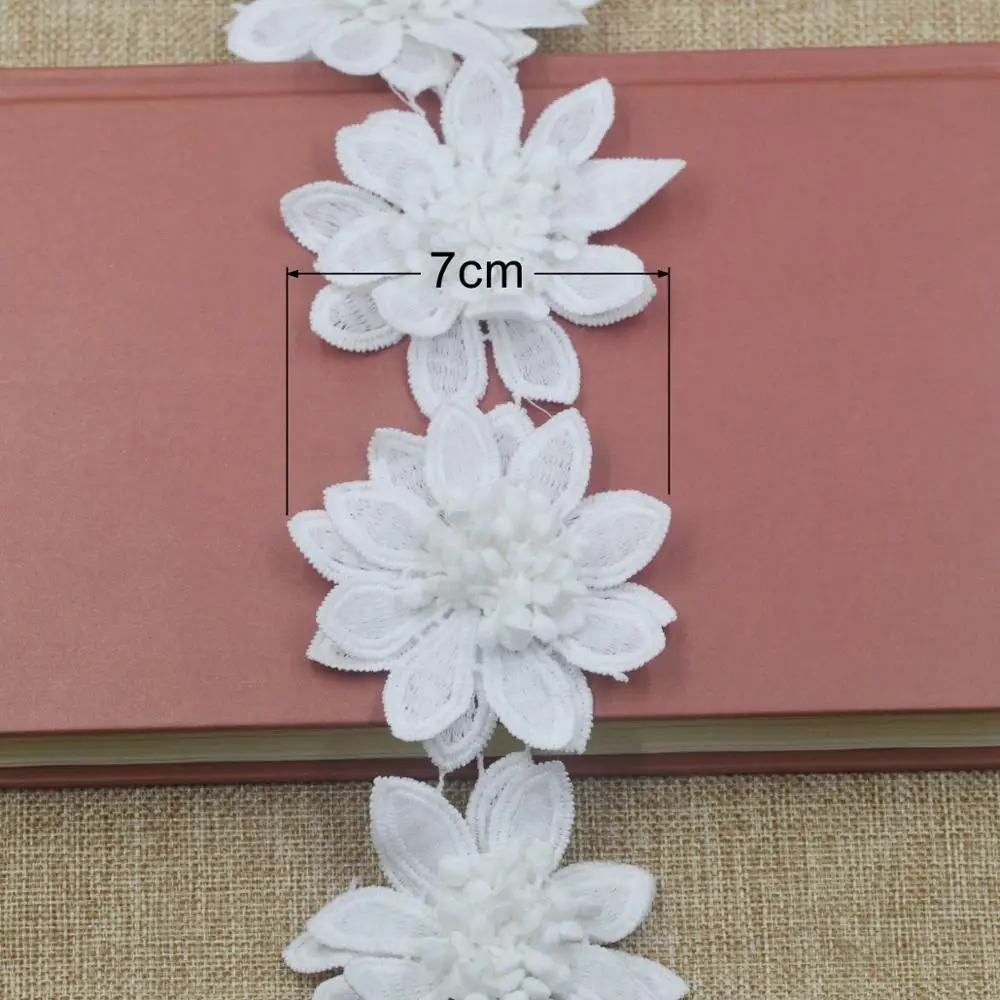 KALASO 8 шт. красивый белый цветок с бутонами вышитые кружевные края Отделка лентой