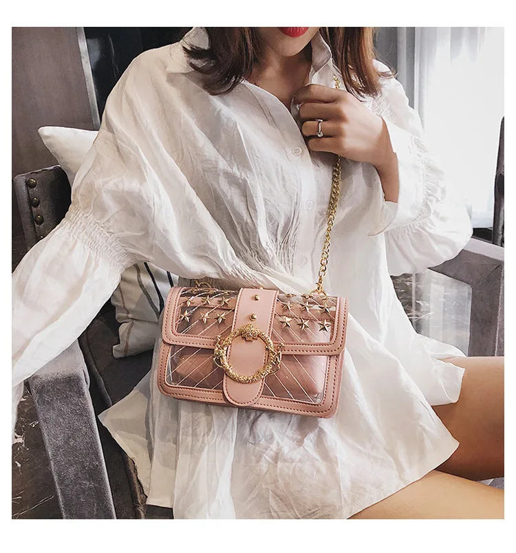 2019 Новое прибытие Наклонный багаж одно плечо прозрачная маленькая сумка