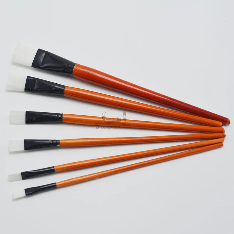 Brush Art Gouache Paint Brush Set Nylon White Hair Short Wooden Handle Paintbrush Drawing Art Supplies