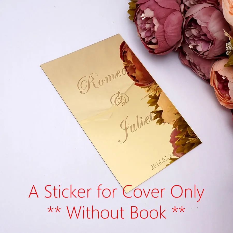 

Custom Font / Back Side Mirror Personalized Covers For Signature Guestbook 26x19cm Acrylic Sticker Wedding Guest Gifts
