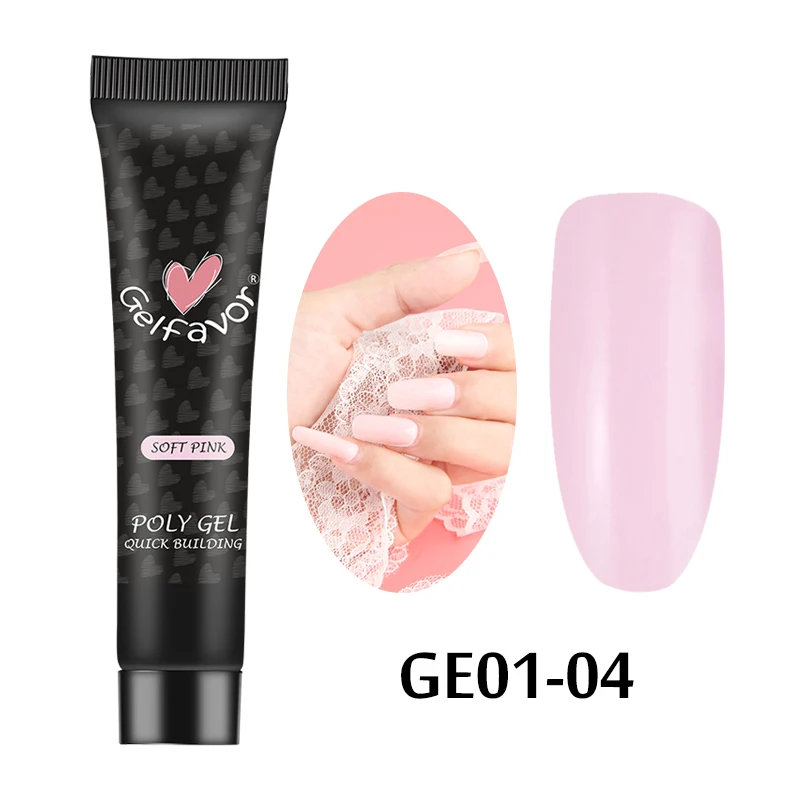 Gelfavor 15 мл кристалл поли гель для наращивания ногтей искусство строитель УФ-гель для ногтей Полупостоянный белый трансвент для маникюра - Цвет: GE01-04