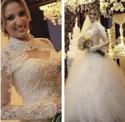 

Кружевное бальное платье Vestido De Noiva, свадебные платья с жакетом и жемчугом, 2020, свадебное платье для милой невесты, свадебное платье