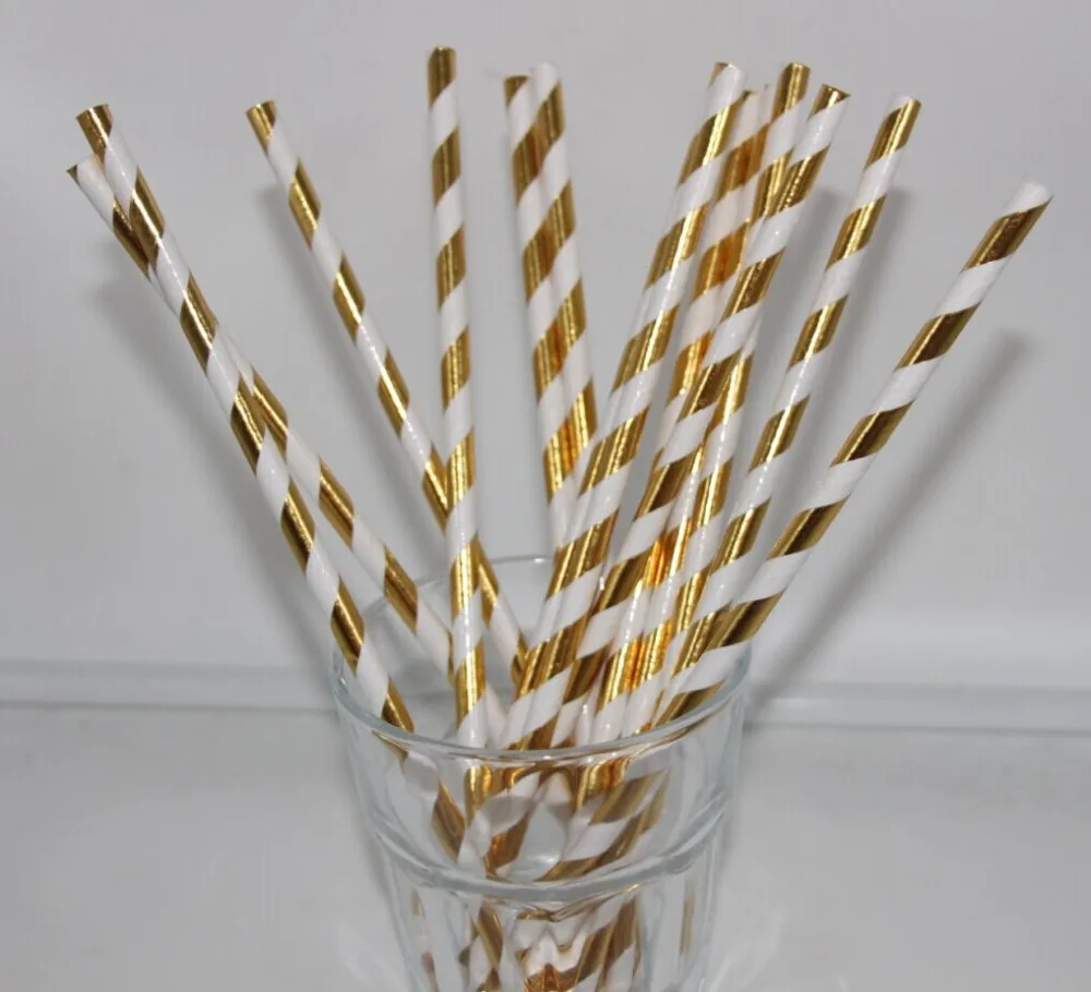 100 золотых полосок бумажные соломинки питьевые кондитерские изделия для