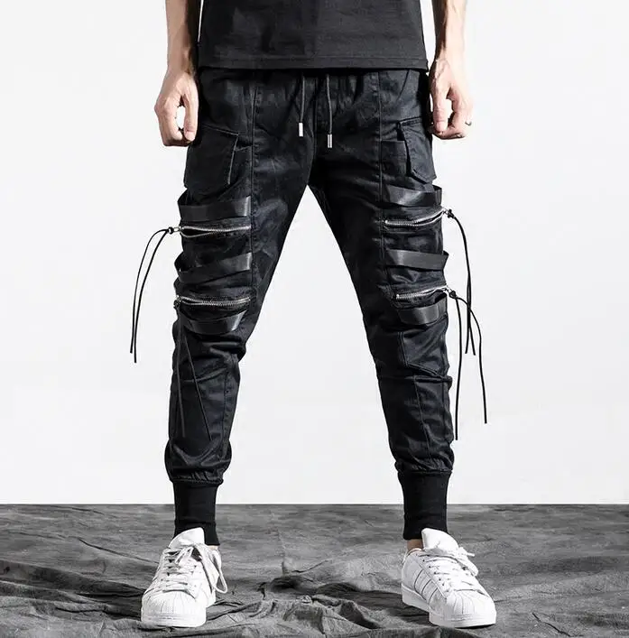 Мужские брюки на молнии черные уличные шаровары осень 219|men pants harem|harem menfashion men |
