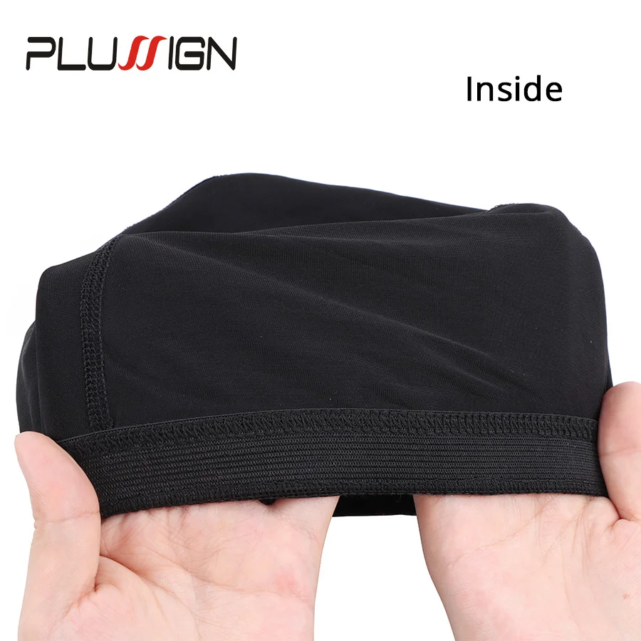 Plussign 1 шт. оптом чехлы из спандекса на купол Кепки для парик качество Strech синтетические волосы переплетения сетка эластичная сеточная подкладка; купол Кепки пакет черный