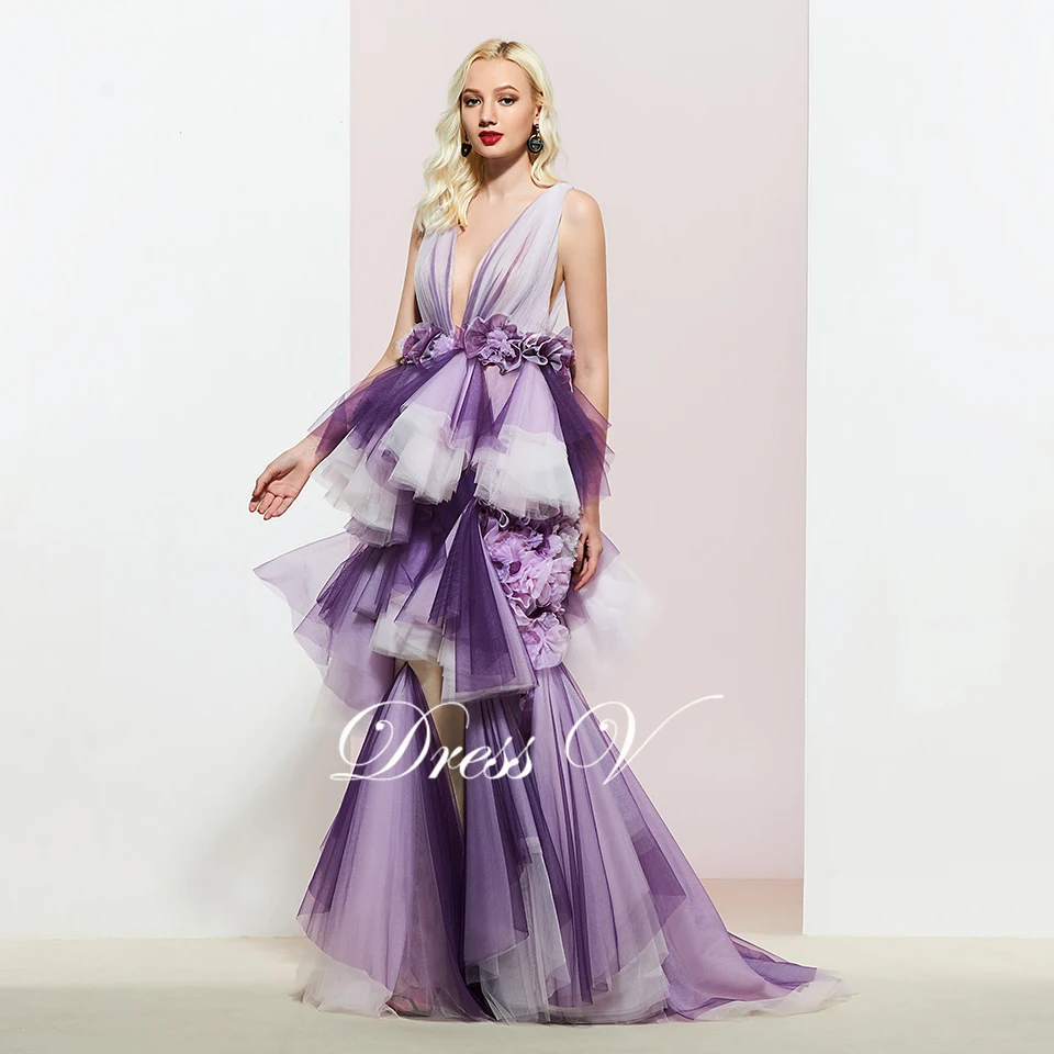 Dressv темно-фиолетовое вечернее платье Русалка Элегантное без рукавов Длина до пола свадебное вечернее платье труба вечернее платье es