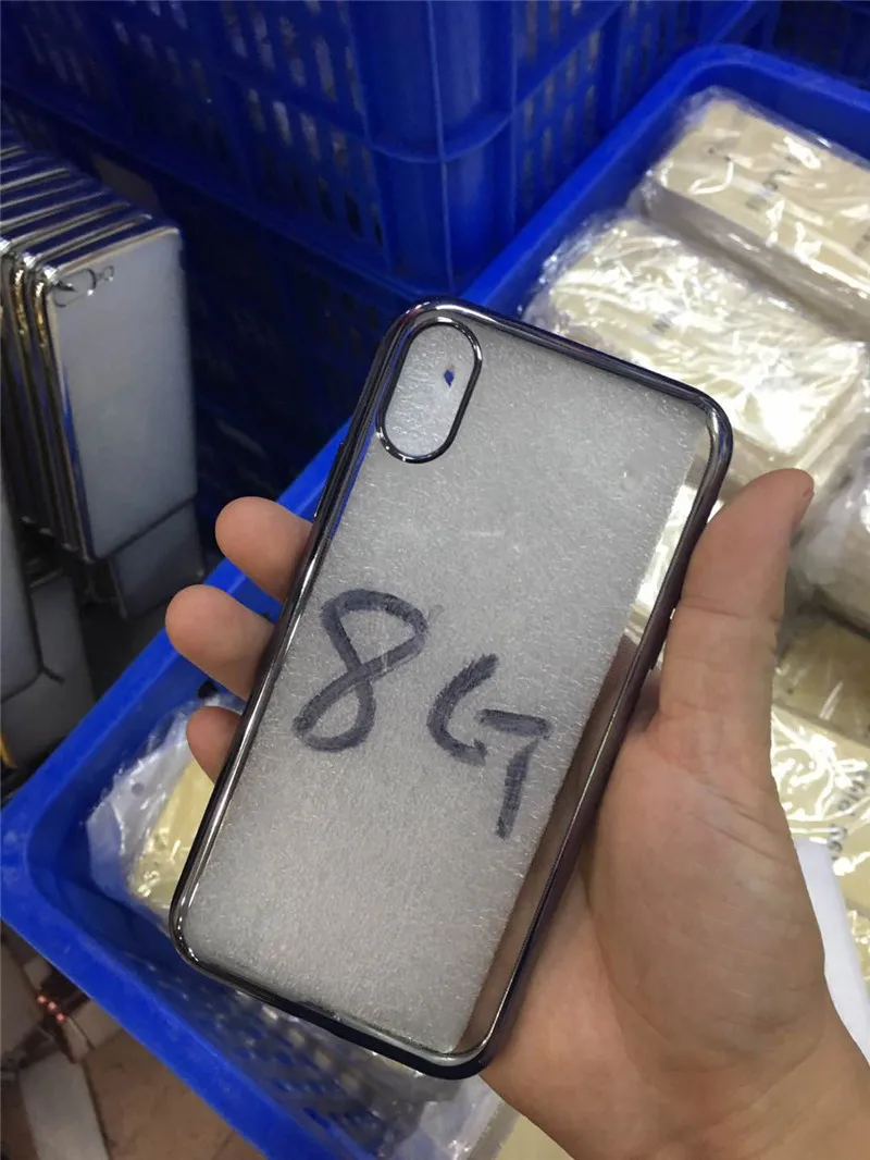 100 шт./лот ТПУ розовое золото покрытие кристально чистый чехол для iPhone X чехлы 7 6 5 6s