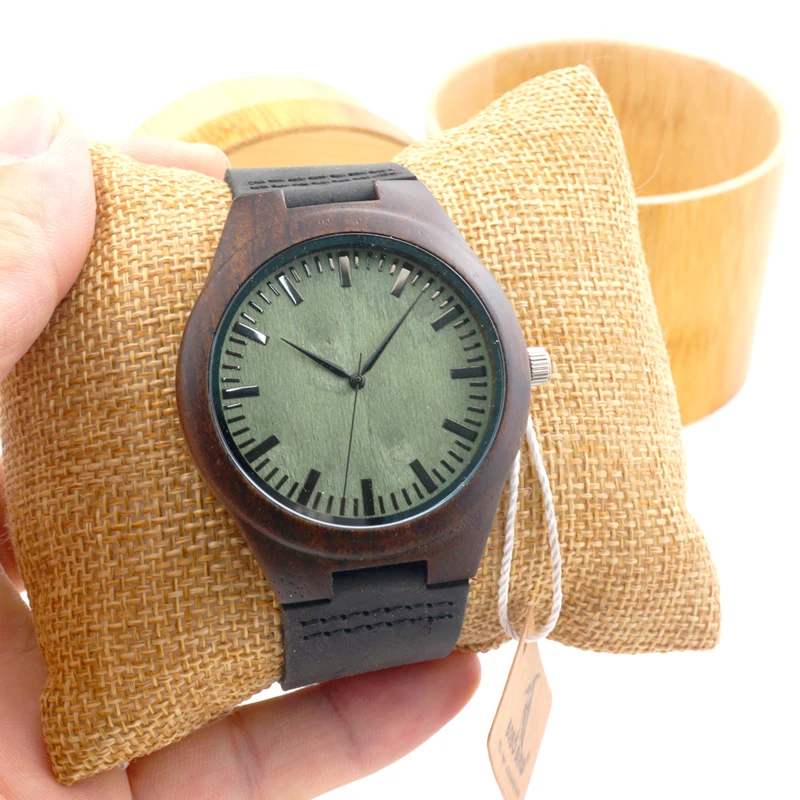 Bobo птица Мужская Green Wood Уход за кожей лица деревянный бамбука Часы роскошный с
