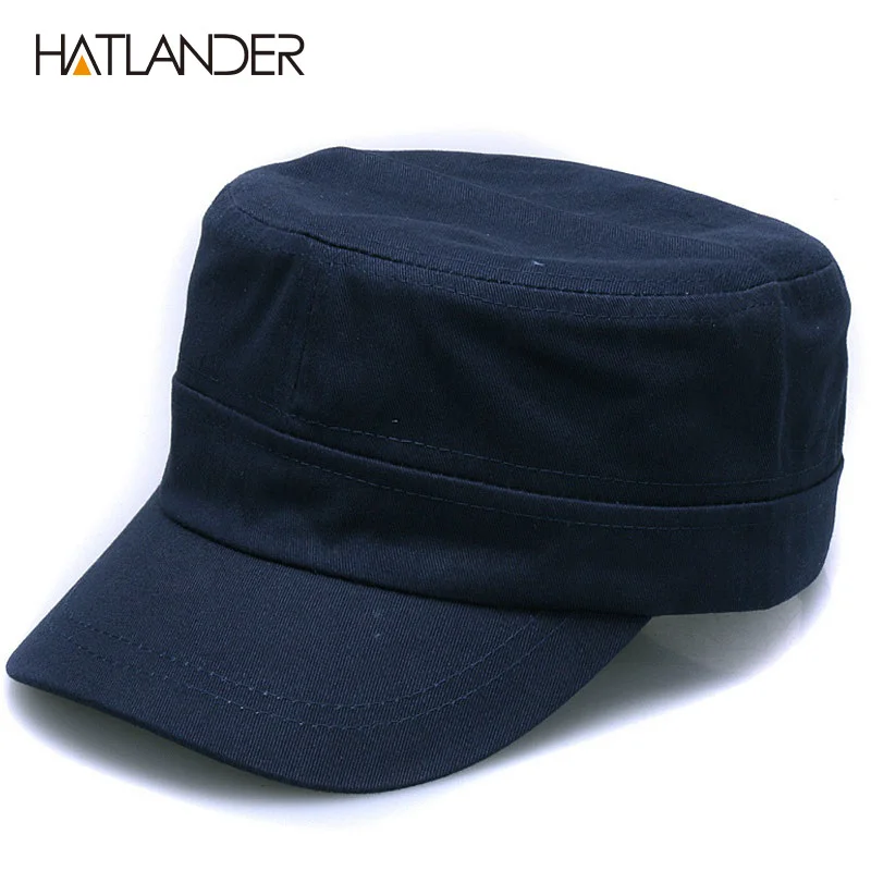 [HATLANDER] новая модная простая хлопковая военная шапка унисекс, уличная однотонная шляпа от солнца, Регулируемая snapback gorra, пустой плоский Топ, а...