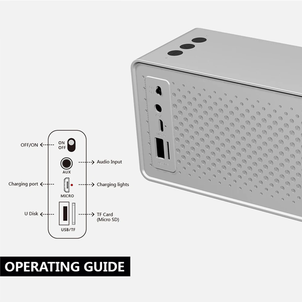 Беспроводная Bluetooth Колонка Портативная колонка стерео Бас Встроенный 2000 mah