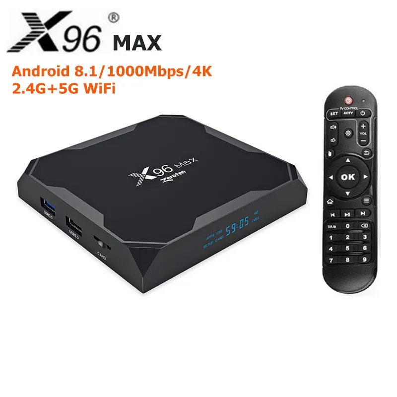 Оригинальный X96 MAX ТВ коробка S905XII 4 K Декодер каналов кабельного телевидения 2 ГБ/4