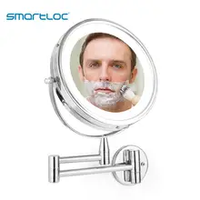 Smartloc Выдвижной светодиодный 20cm 5X Увеличительное Настенное подвесное зеркало картина-светильник туалетный столик макияж для ванной Косметика смарт-зеркала макияжаподсветкой ванную стену настенные
