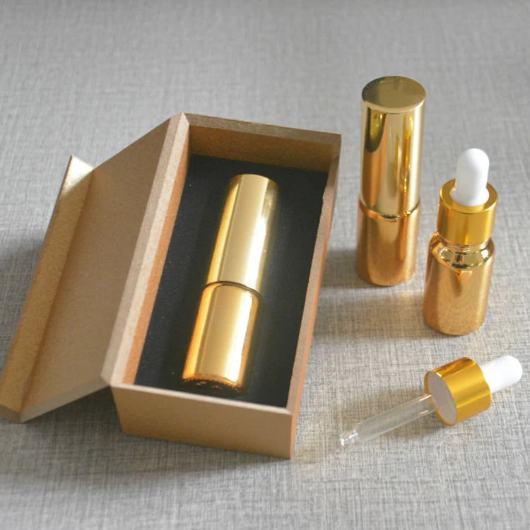 

4pcs 10ml High temperature gold plated dropper bottle With wooden box,empty glass essential oil bottle, perfume subpackage jar