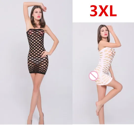 Сексуальное женское белье размера плюс 3XL Сетчатое платье с большими дырками