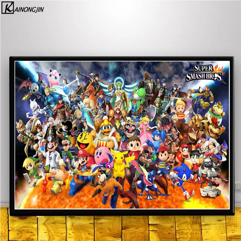 009 Постеры и принты Super Smash Bros Ultimate Аниме Арт плакат Настенная картина холст живопись украшение дома комнаты - Цвет: 009
