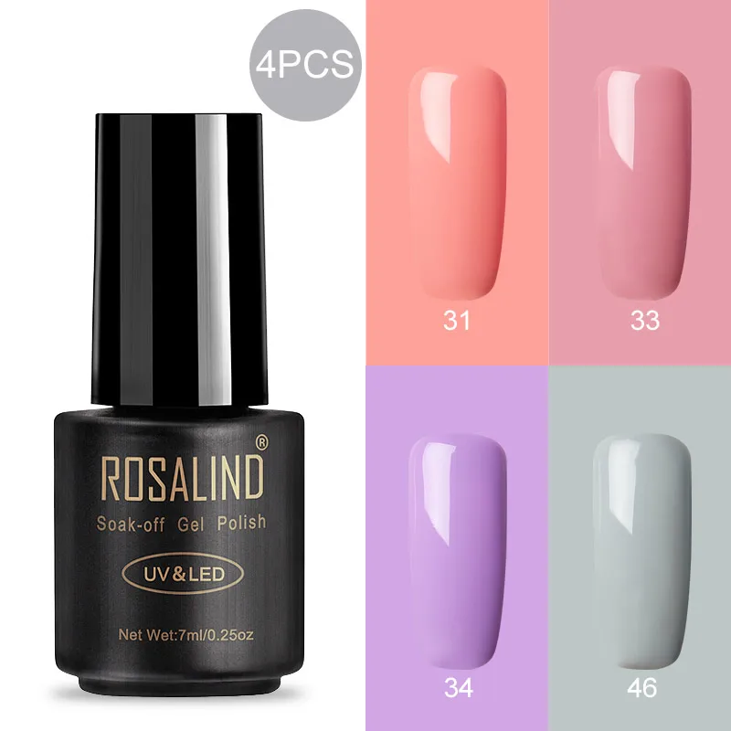 RA-4GELS-05 ROSALIND 7 мл Гель-лак для ногтей Полупостоянный УФ-гель гибридный набор для маникюра впитывающий лак белый праймер - Цвет: RA-4GELS-05