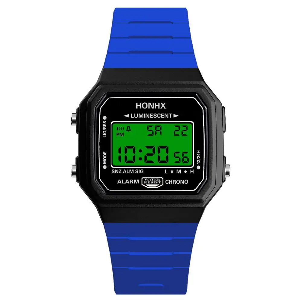 Blue Honhx Mens часы светодиодный цифровой экран наручные Дата спортивные часы для мужчин женщин унисекс для мальчиков и девочек подарок для детей часы Relogio Masculino Q - Цвет: Blue
