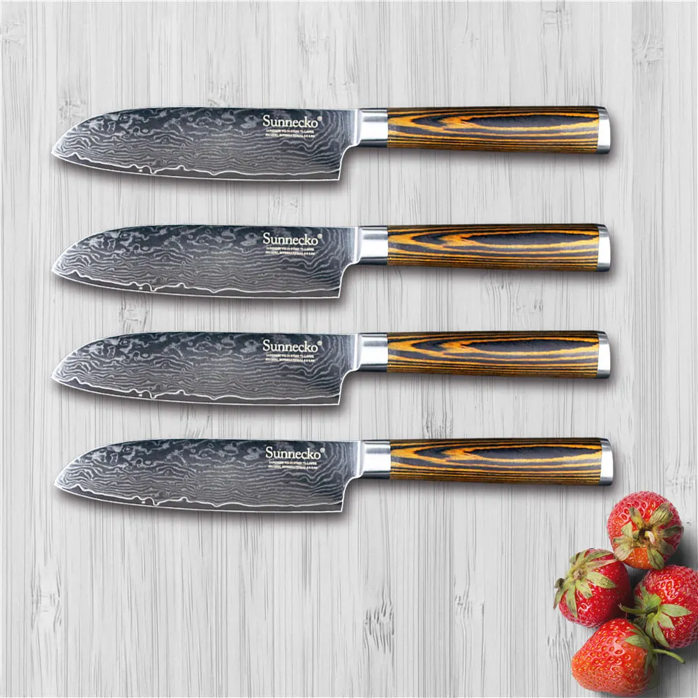 SUNNECKO 4x5 &quotнож Santoku Дамасская сталь кухонные ножи японский VG10 лезвие Pakka