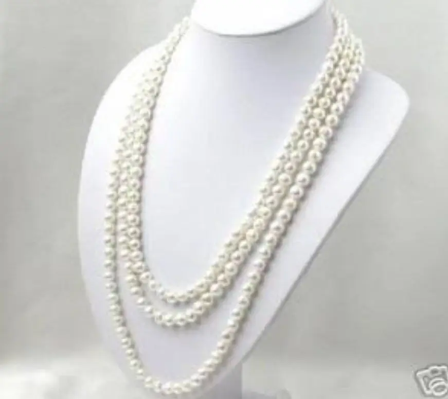 

Selling jewerly >SUPER LONG 50 INCH 7-8MM WHITE AKOYA CULTURED PEARL NECKLACE>free shipping