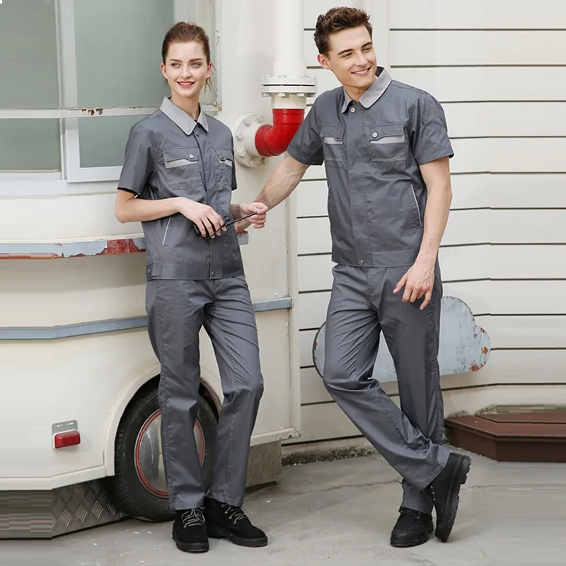 Униформа с коротким рукавом для мужчин и женщин Летний комбинезон гаража рабочая