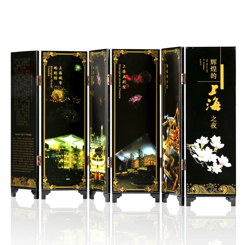 ShaoFu миниатюрный складной экран античный Шанхай лак индивидуальный орнамент