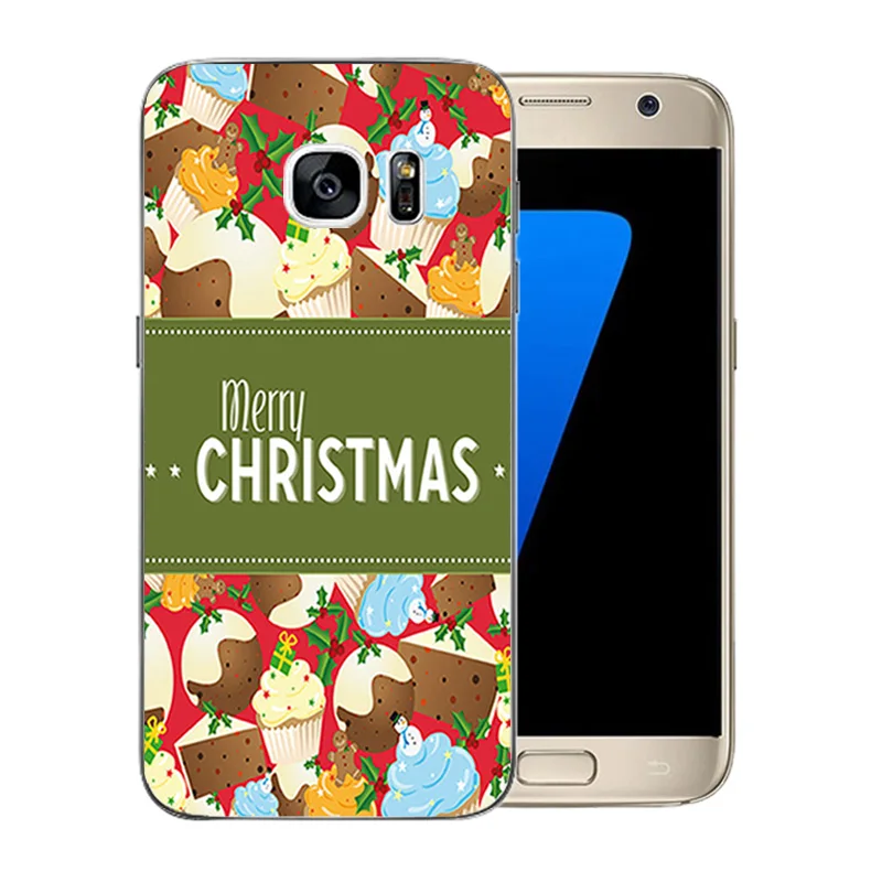 Прозрачный мягкий силиконовый чехол для Samsung Galaxy S7 G9300 G930 с рисунком Merry X'MAS Coque