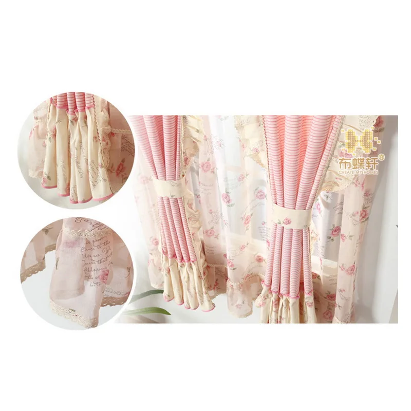 Цветочная розовая драпированная занавеска для гостиной спальни занавески с