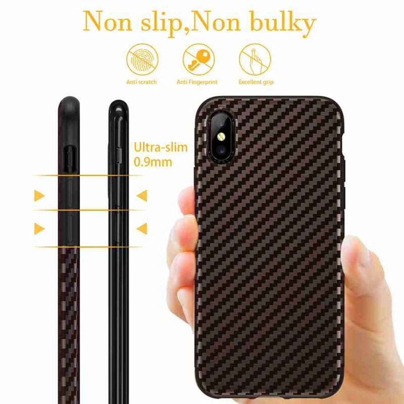Roybens для IPhone X Case роскошный Углеродный волокно крышка телефона из мягкого ТПУ и