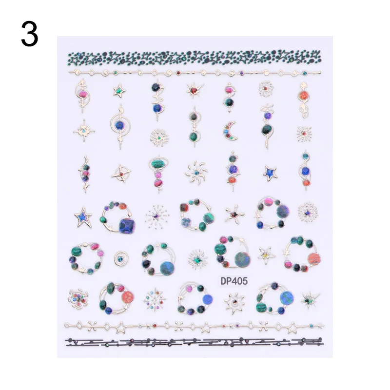 Pattern 3 1 лист, стикеры 3D на ногти Nail Art, Кристальные драгоценные камни, драгоценные камни, стразы, смешанные переводные наклейки для ногтей, маникюрный декор для УФ-гель-лака - Цвет: Pattern 3