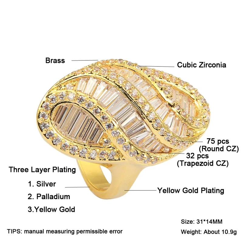 Lateefah Книги по искусству деко модные свадебные Кольца для Для женщин золото Цвет