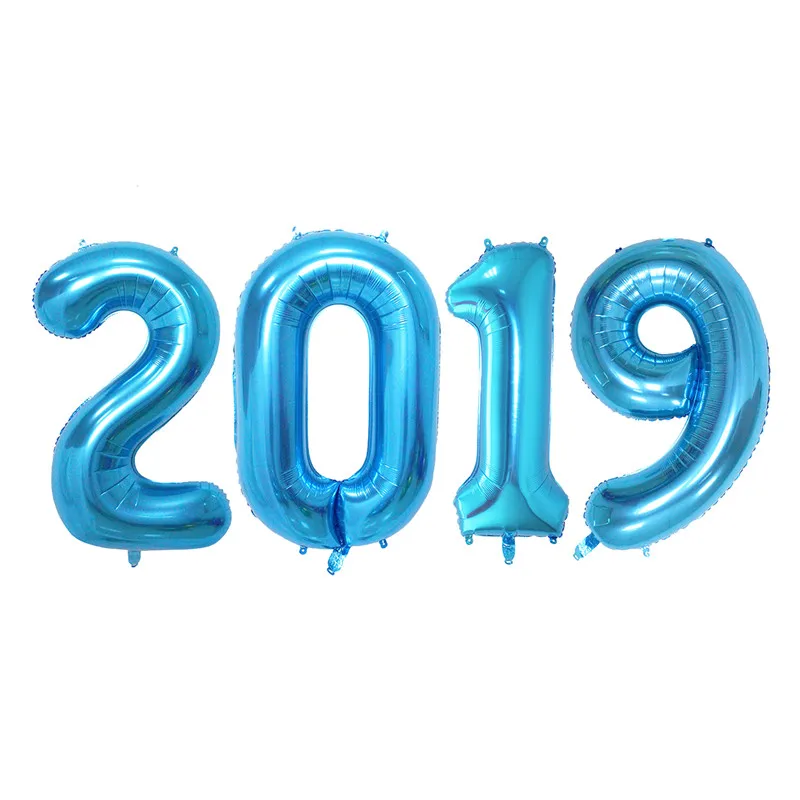 40 дюймов 2019 шары с новым годом Золотая/серебряная фольга гелиевые рождественские