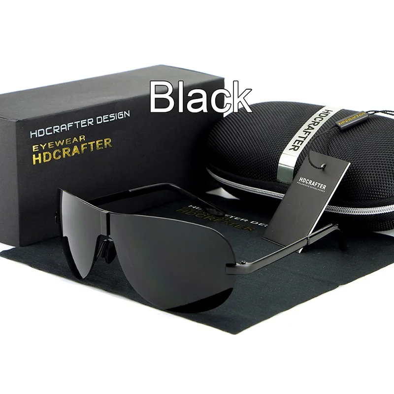 black Распродажа HDCRAFTER без оправы Для Мужчин's-поляризованные очки UV400 объектив солнцезащитные очки мужской Eyewears аксессуары для Для мужчин - Цвет линз: black