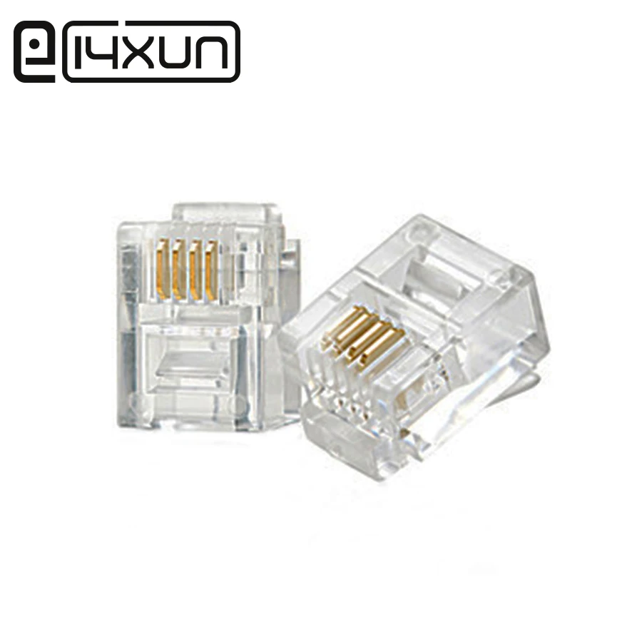 10 шт. 4Pin RJ11 Разъем модульный кабель вилки разъем сети Ethernet 6P4C кристальная вилка
