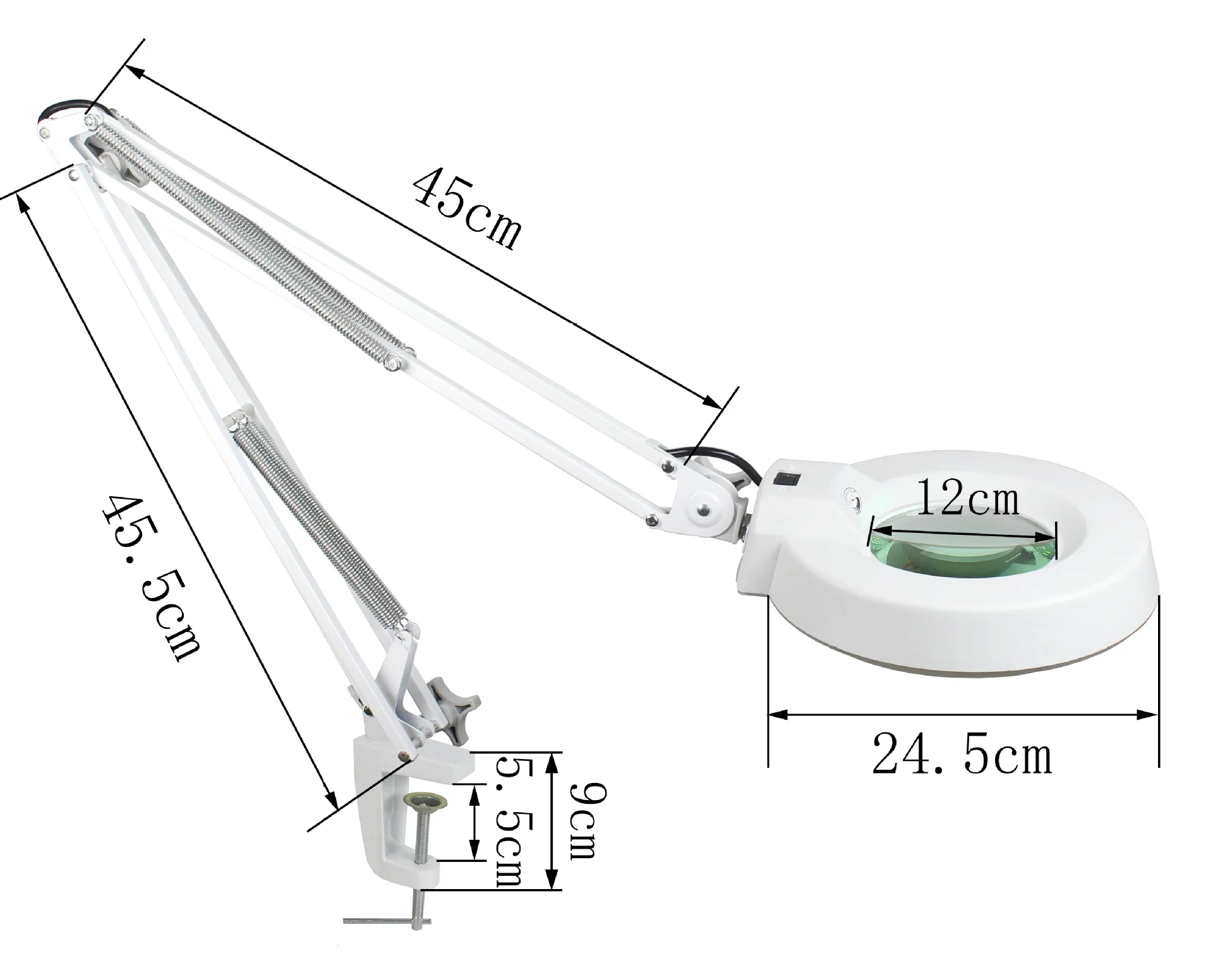 Лупа с лампой и креплением на стол 10X.