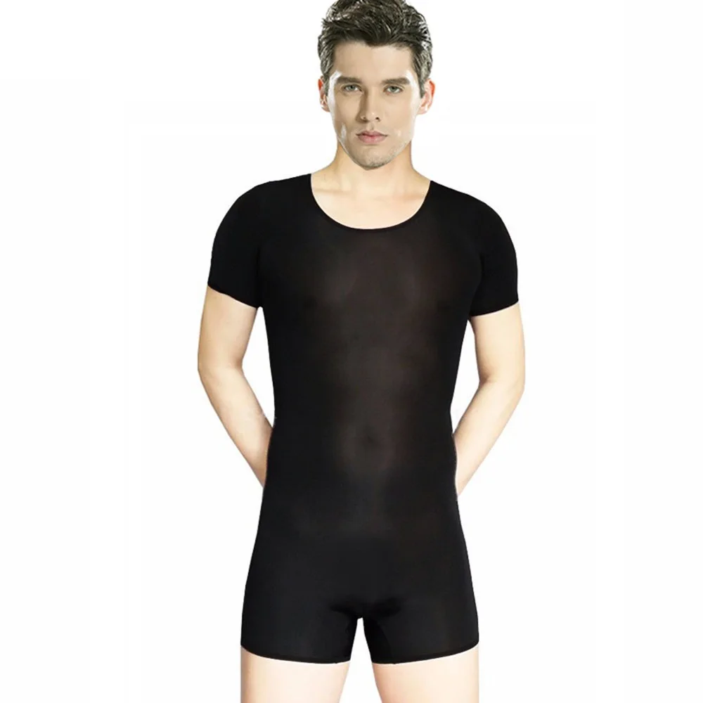 

Icostumes Icostumes Adult Lycra Nylon Scoop Neck Biketard Boy Short Unitard Shorty Bodysuit Men