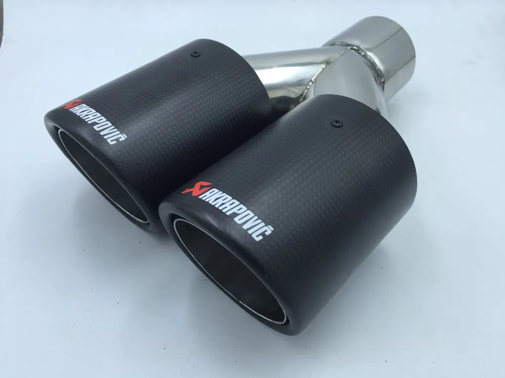 Inlet51/54/57/60/63mm outlet76/89/101mm carbon fiber 304 Stainless Steel exhaust tip pipe muffler for universal brands |