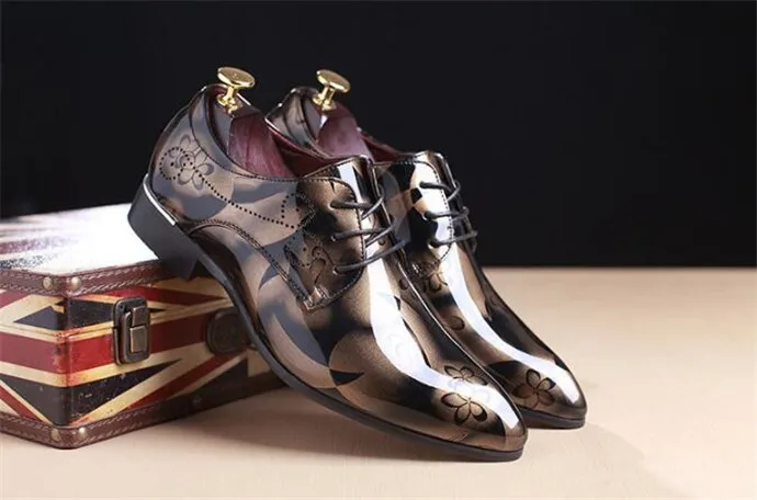 Классические мужские деловые туфли лакированные кожаные дерби оксфорды