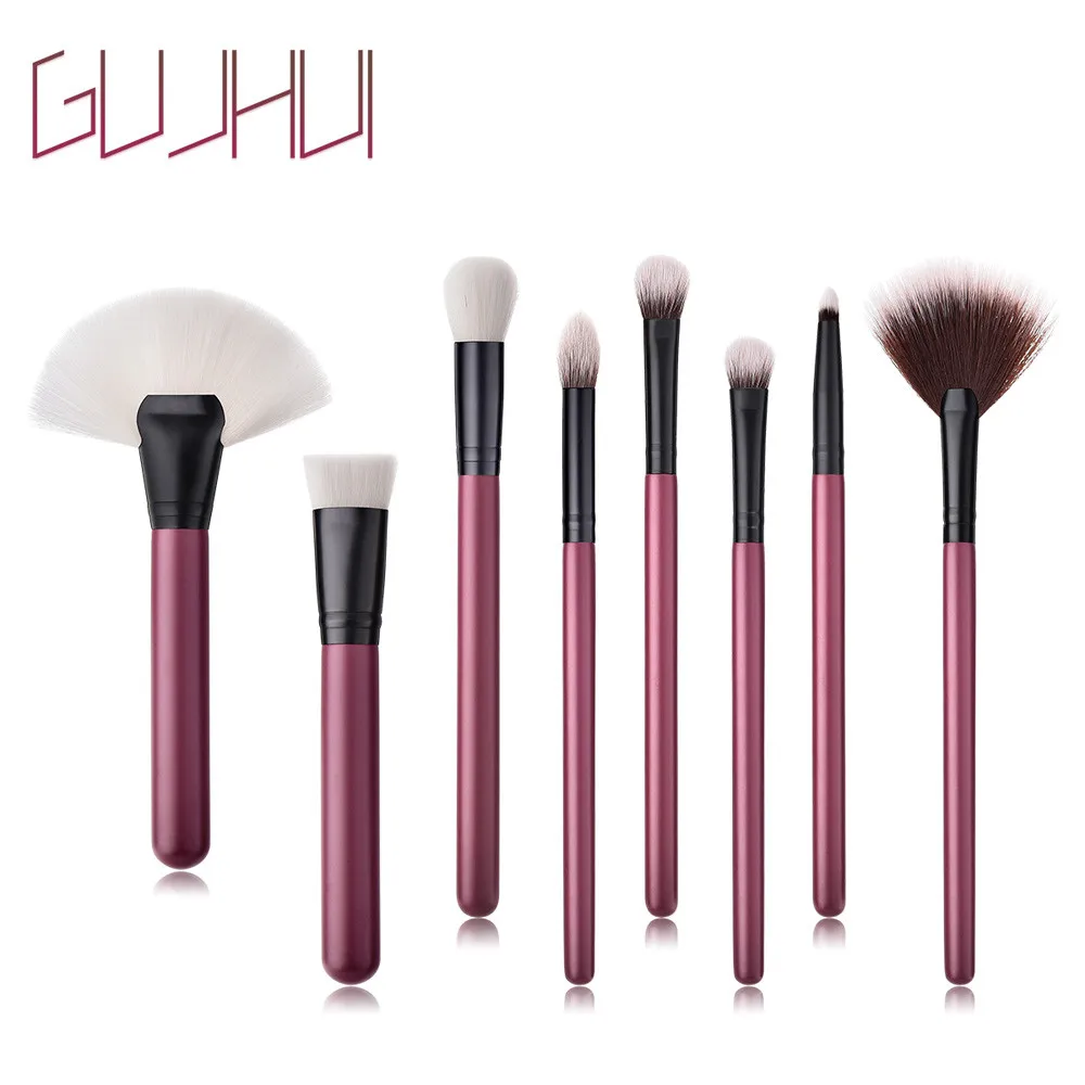 GUJHUI Роскошные professional Pennello да trucco 8 шт. косметическая с деревянной ручкой расчёски