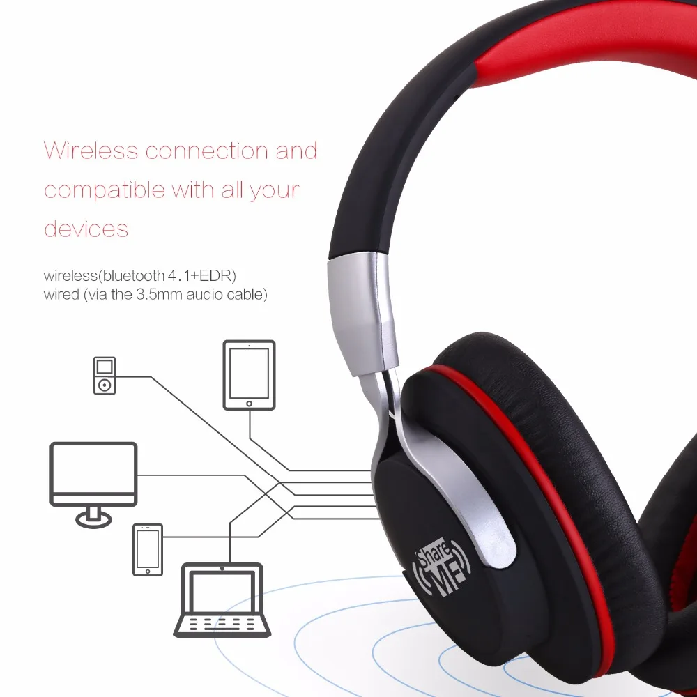 Ausdom AH861 над ухом ShareMe функция Bluetooth Беспроводные наушники с микрофоном для