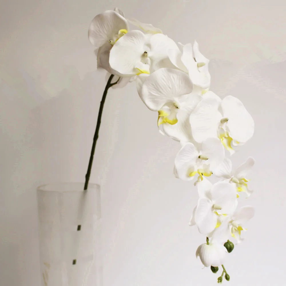 white A 7/9/12 головок реальные тиснение искусственная Цветочная Орхидея Фаленопсис Декор набор «сделай сам» для свадьбы, дома, вечерние завод композиция из шелковых цветов - Цвет: white A