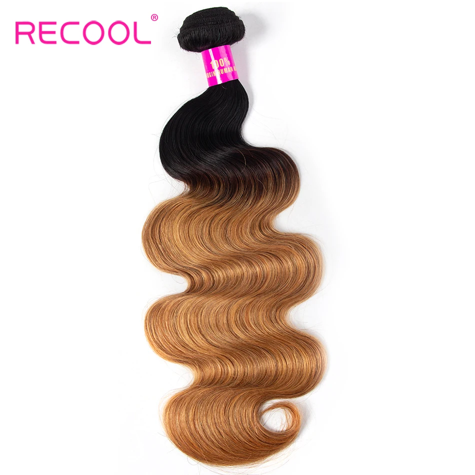 Recool волосы бразильские Weave Связки 1B 27 покраска методом Омбре пучки волос Remy