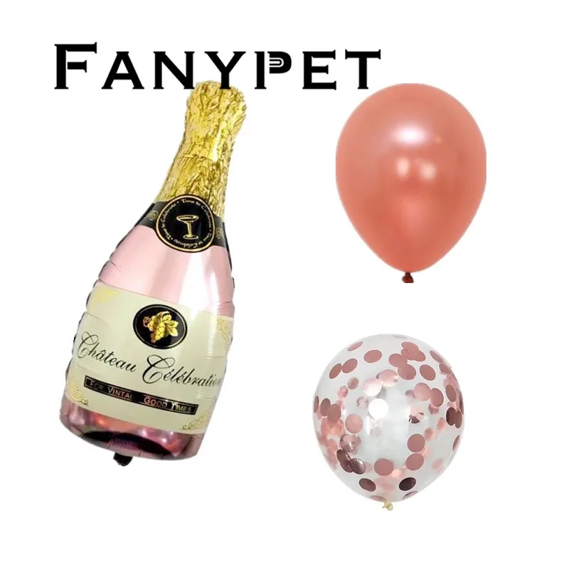 3 шт Розовое золото конфетти бутылка шампанского фольги шар для празднования