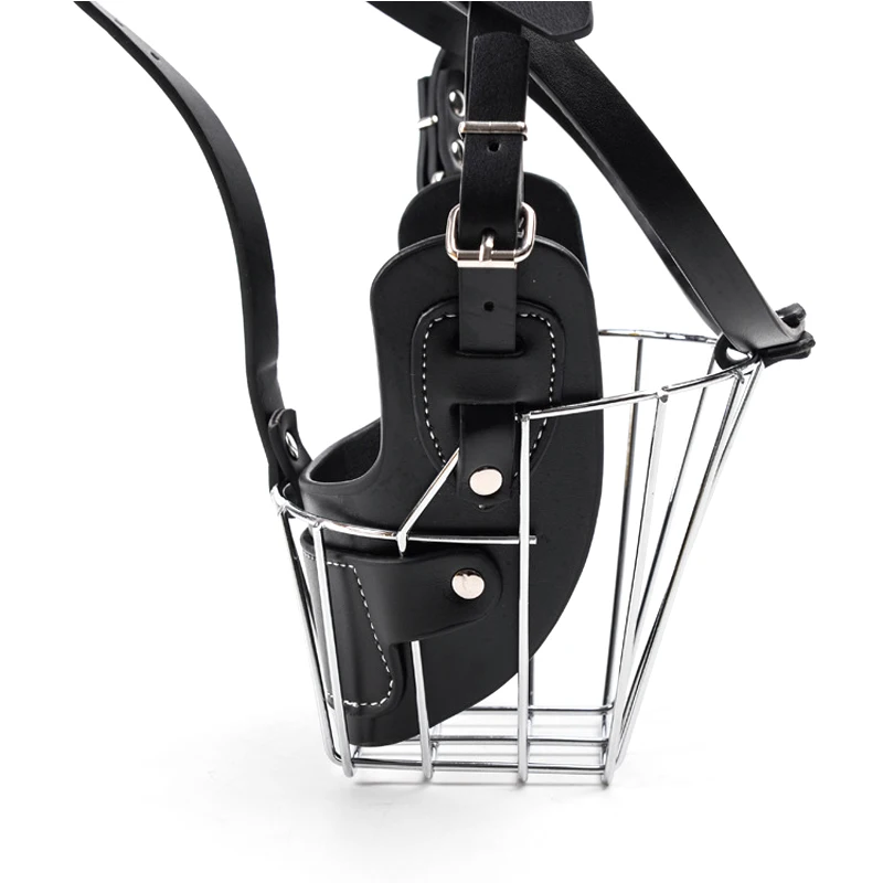 Черная маска для больших собак металлическая корзина из проволоки кожаные маски
