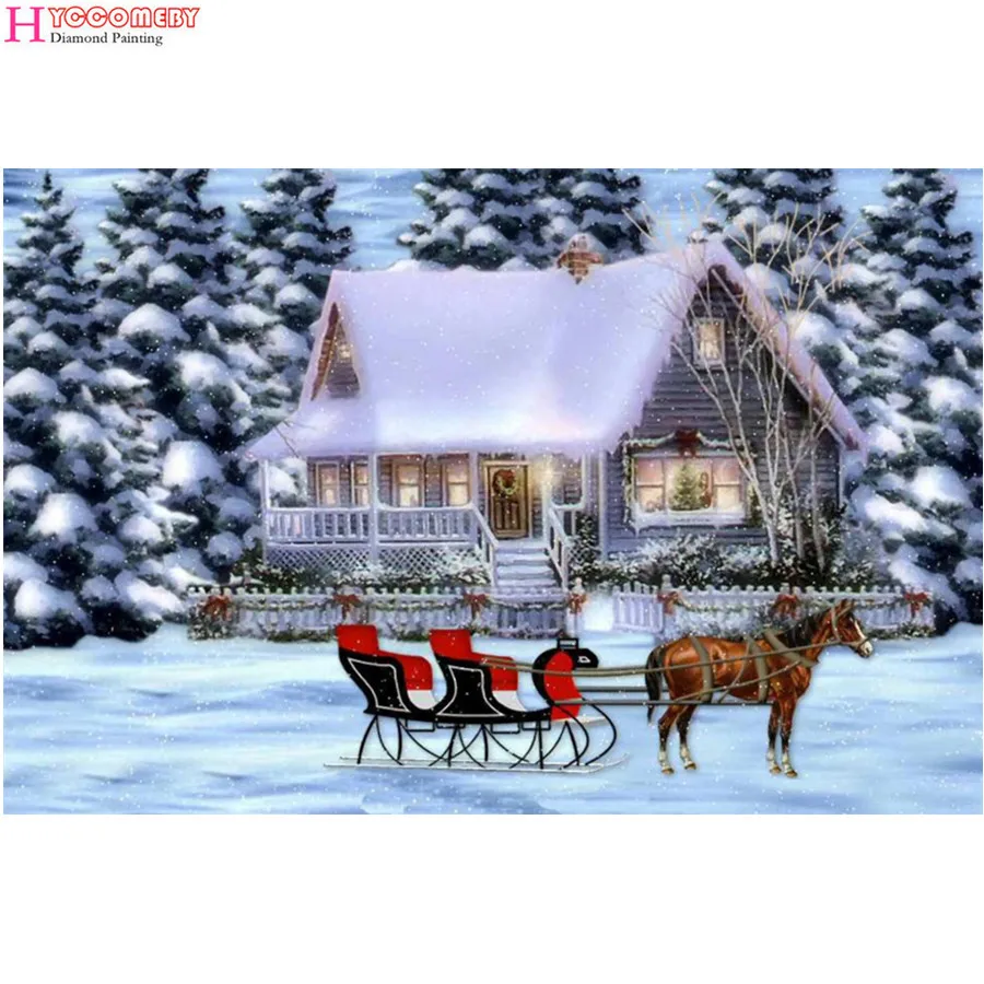 

5D round square Diamond Painting Winter snow scene DIY full Diamond Embroidery Diamond Mosaic Cross Stitch decoration gift