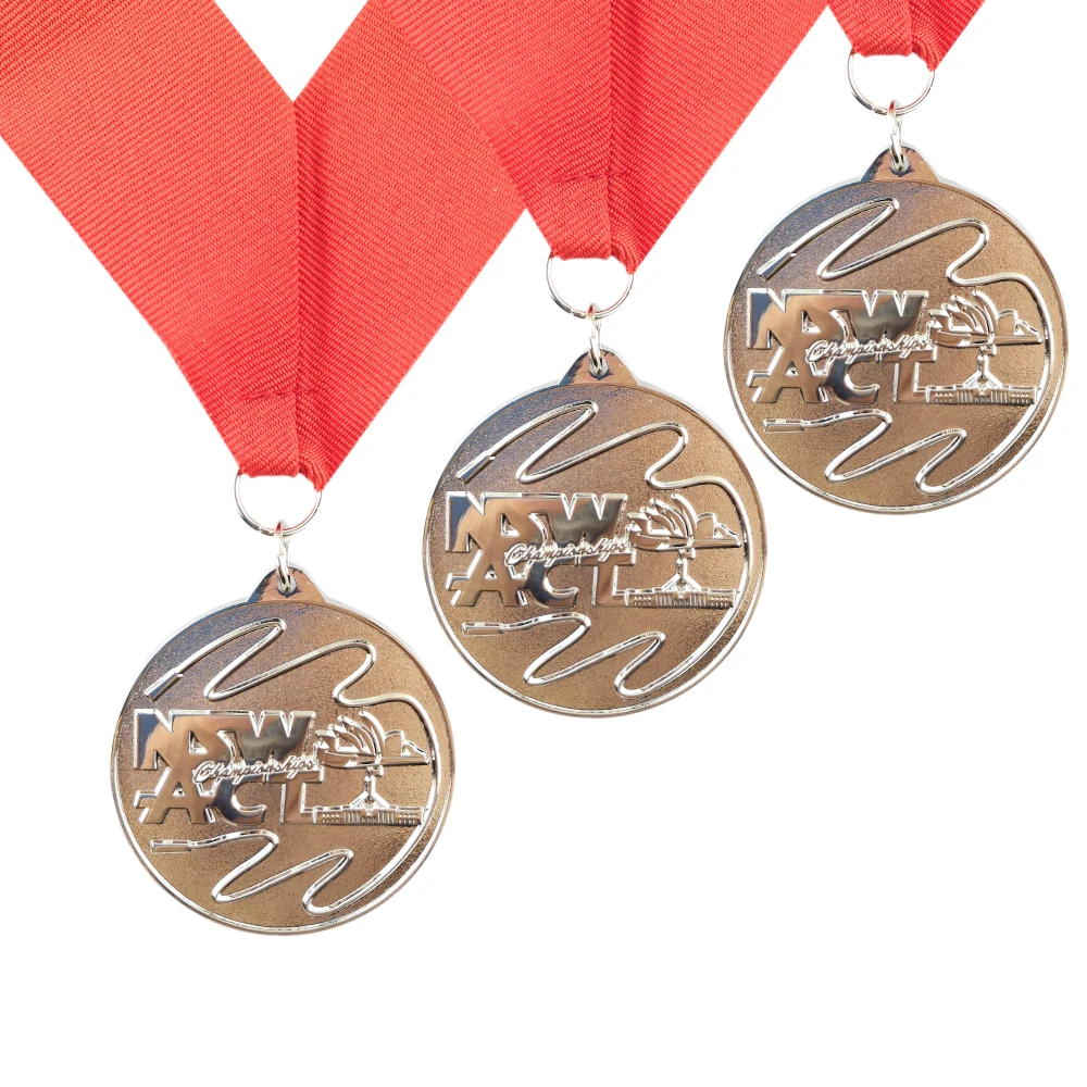 2 55 дюймов заказной цинковый сплав медаль круглая Блестящая серебряная с