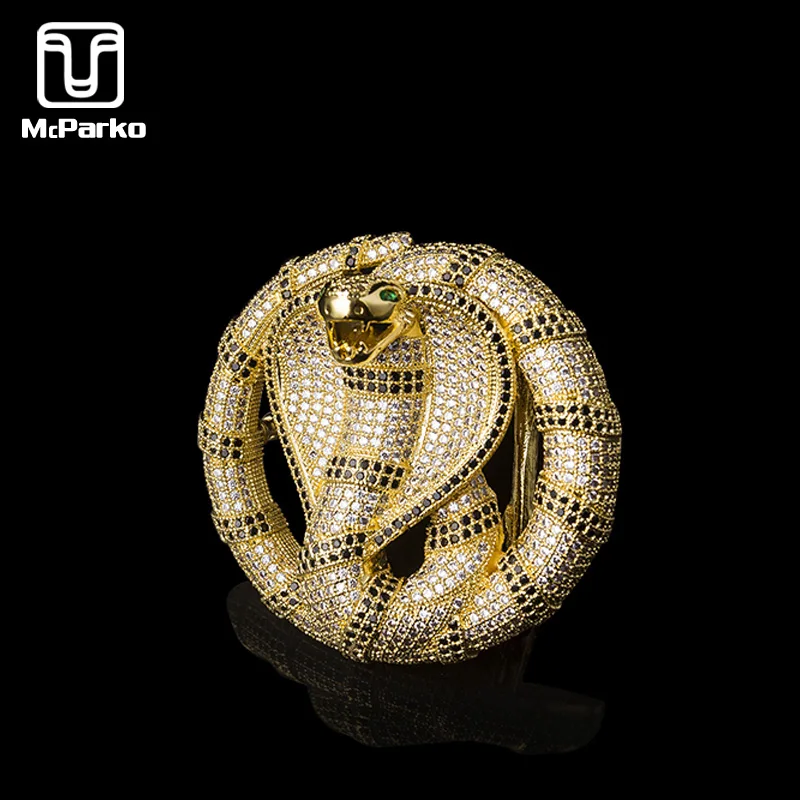 McParko Animal Belt Buckles Snake Buckles for Belt Luxury Style Stainless steel Belt Buckle With Zircon Fashion Python Design