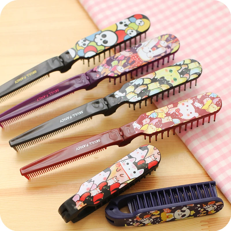 Мультяшная Складная портативная расческа для волос Антистатическая Расческа