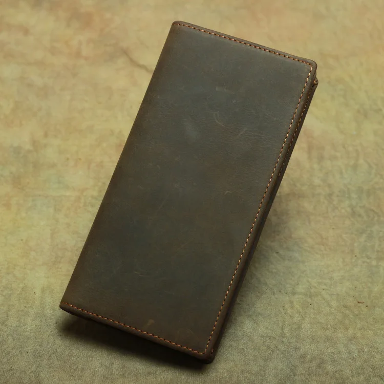 

High Quality Cow Genuine Leather Wallet Men 2019 Crazy Horse Leather Long Style Vintage Men Wallets M9024 Free Shipping