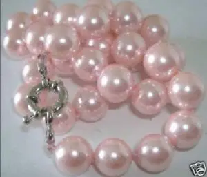 Фото Красиво! 8 мм розовое жемчужное ожерелье из ракушек южного моря 18"|pearl necklace|shell